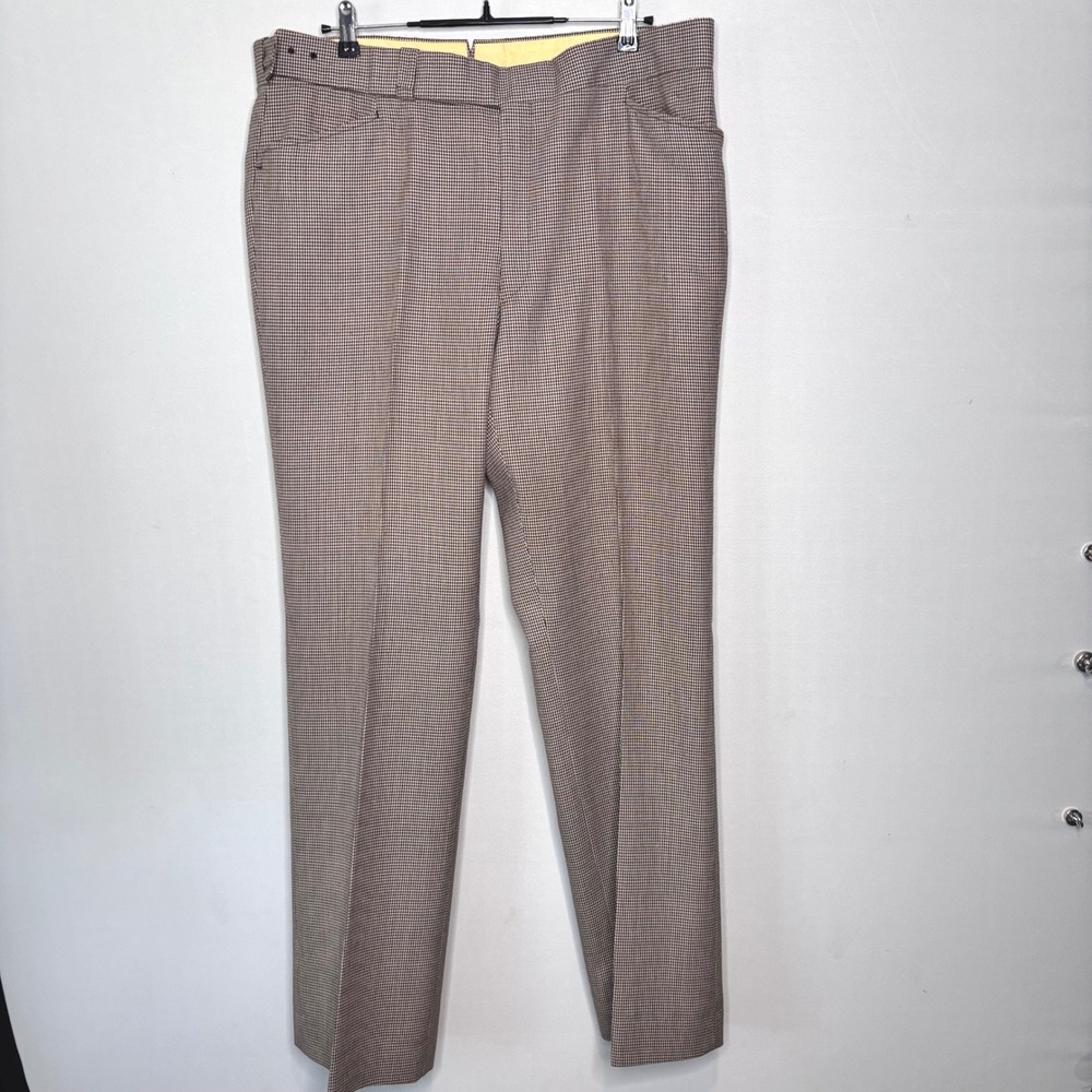Dark Academia Houndstooth Wool Trousers Size 37x34 Brown Daks London Street‎